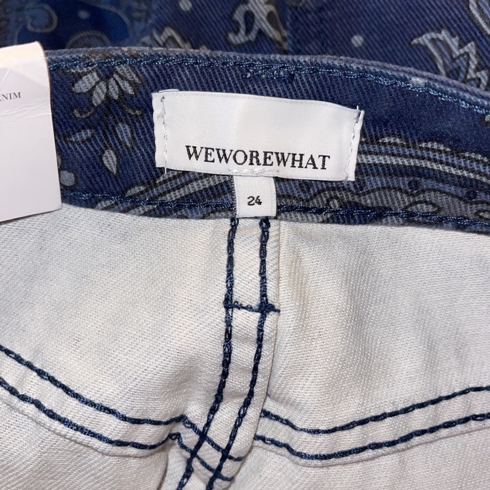 WeWoreWhat Revolve The Icon Jean in Paisley - Night 100% Cotton Sky Sz. 24 - Picture 13 of 14